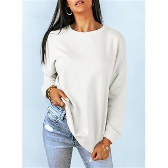 Women's Casual Crew Neck Sweatshirt – Loose, Soft Long Sleeve Pullover Top - Picture 2 of 6